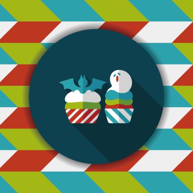 Uzun Gölge, eps10 sopası düz simgesi ile Halloween cupcakes