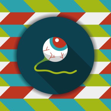 Cadılar Bayramı göz düz simgesi ile uzun gölge, eps10