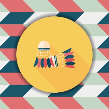 Badminton topu uzun gölge, eps10 düz simgesiyle