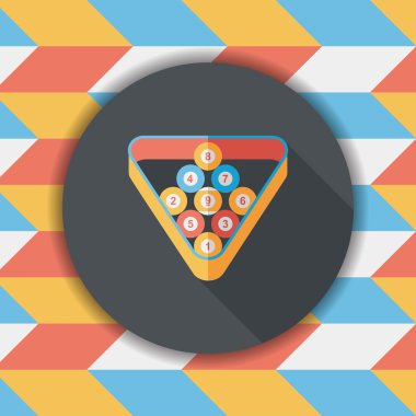 Bilardo düz simgesi ile uzun gölge, eps10