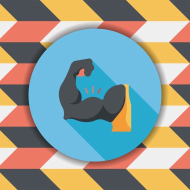 Muscle man plat pictogram met lange schaduw, eps10