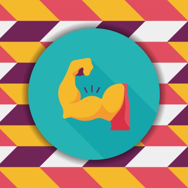 Muscle man plat pictogram met lange schaduw, eps10