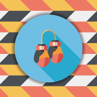 Boks eldivenleri düz simgesi ile uzun gölge, eps10