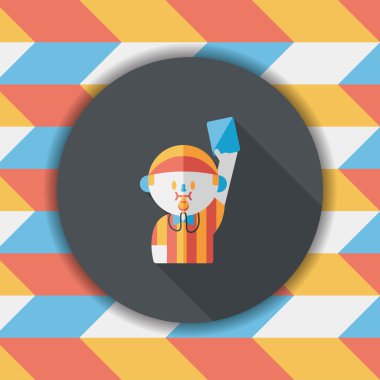 Futbol hakem düz simgesi ile uzun gölge, eps10