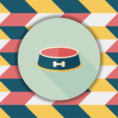 Uzun Gölge, eps10 ile evde beslenen hayvan köpek kase düz simgesi