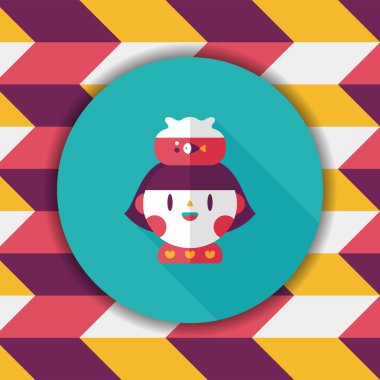 Evde beslenen hayvan balık ve kız arkadaşlık düz simgesi ile uzun gölge, eps10