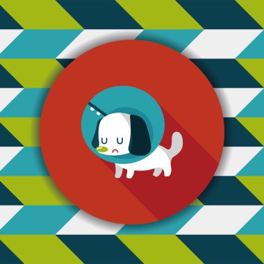 Evde beslenen hayvan Elizabethan yaka uzun gölge, eps10 düz simgesiyle