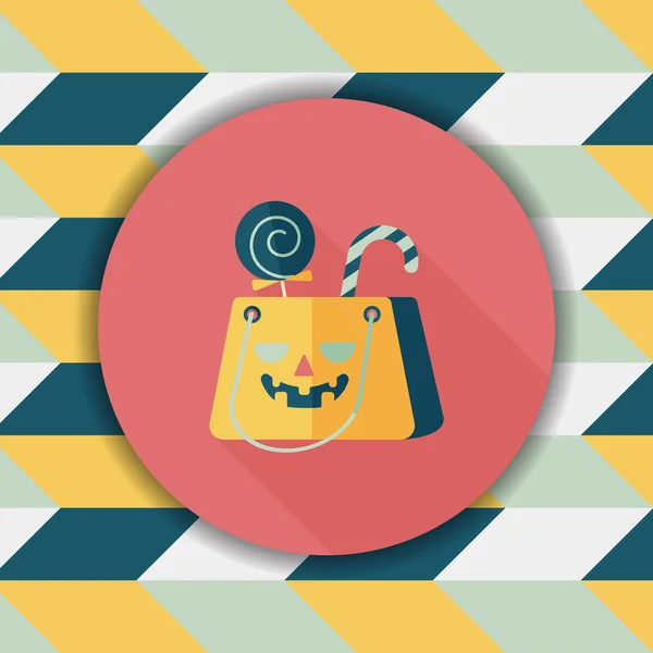 Halloween bolsa de compras icono plano con sombra larga, eps10 — Vector de stock