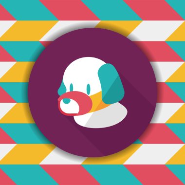 Evde beslenen hayvan köpek ağız kapak düz simgesiyle uzun gölge, eps10