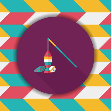 Evde beslenen hayvan kedi oyuncak uzun gölge, eps10 düz simgesiyle 