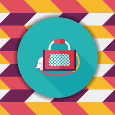 Evde beslenen hayvan köpek seyahat kafes düz simgesiyle uzun gölge, eps10