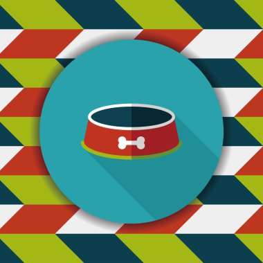 Uzun Gölge, eps10 ile evde beslenen hayvan köpek kase düz simgesi