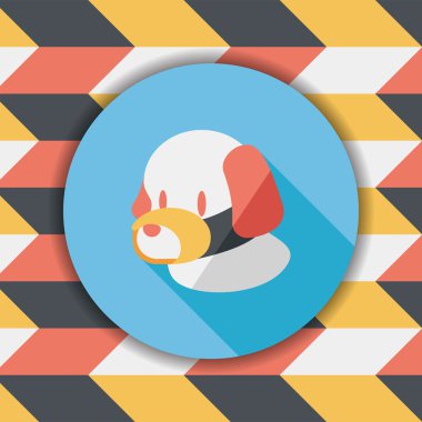 Evde beslenen hayvan köpek ağız kapak düz simgesiyle uzun gölge, eps10