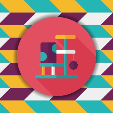 Evde beslenen hayvan kedi ağaç uzun gölge, eps10 düz simgesiyle