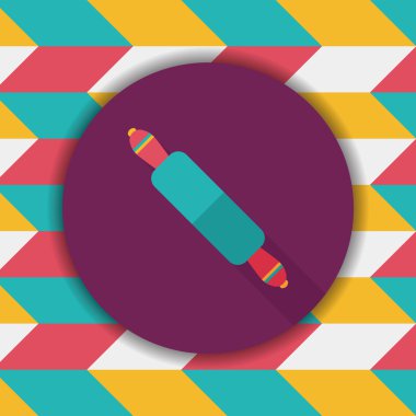 Uzun Gölge, eps10 ile mutfak eşyaları oklava düz simgesi