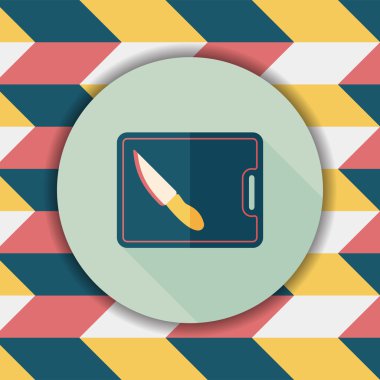 uzun gölge ile yönetim kurulu ve bıçak düz simgesi doğrama mutfak eşyaları,