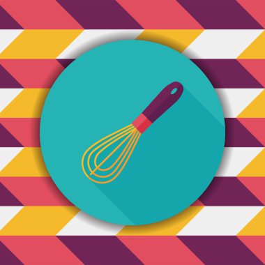 Uzun Gölge, eps10 ile mutfak eşyaları çırpıcı düz simgesi