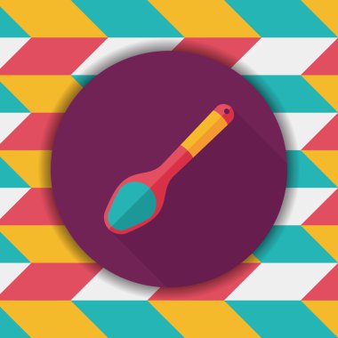 Uzun Gölge, eps10 ile mutfak eşyaları kaşık düz simgesi