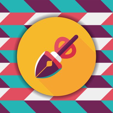 Evde beslenen hayvan köpek poo ekipman düz simgesi uzun gölge, eps10 ile al