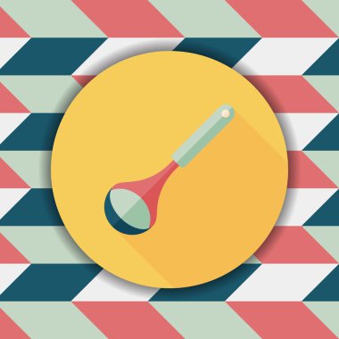 Uzun Gölge, eps10 ile mutfak eşyaları kaşık düz simgesi