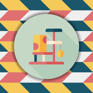 Evde beslenen hayvan kedi ağaç uzun gölge, eps10 düz simgesiyle