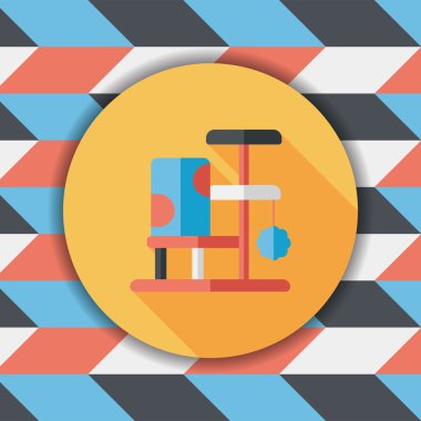 Evde beslenen hayvan kedi ağaç uzun gölge, eps10 düz simgesiyle