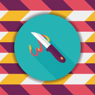 Uzun Gölge, eps10 ile mutfak eşyaları meyve bıçağı düz simgesi