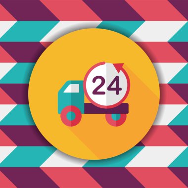 24 saat alışveriş navlun taşıma uzun gölge, düz simgesiyle e
