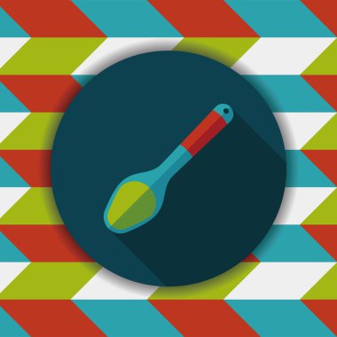 Uzun Gölge, eps10 ile mutfak eşyaları kaşık düz simgesi