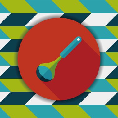 Uzun Gölge, eps10 ile mutfak eşyaları kaşık düz simgesi