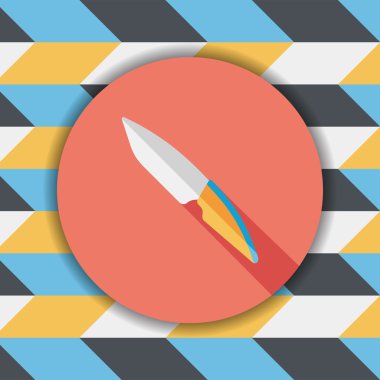 Uzun Gölge, eps10 ile mutfak eşyaları meyve bıçağı düz simgesi