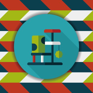 Evde beslenen hayvan kedi ağaç uzun gölge, eps10 düz simgesiyle