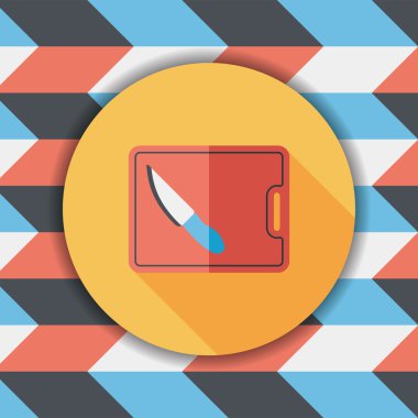 uzun gölge ile yönetim kurulu ve bıçak düz simgesi doğrama mutfak eşyaları,