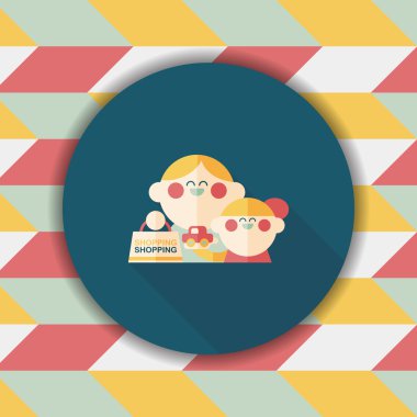 Anne ve çocuk düz simgesi uzun gölge, eps10 ile alışveriş