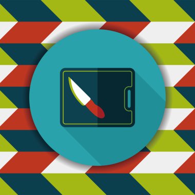 uzun gölge ile yönetim kurulu ve bıçak düz simgesi doğrama mutfak eşyaları,