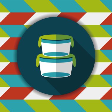 kapsayıcı düz simgesi uzun gölge, eps1 ile koruma mutfak eşyaları