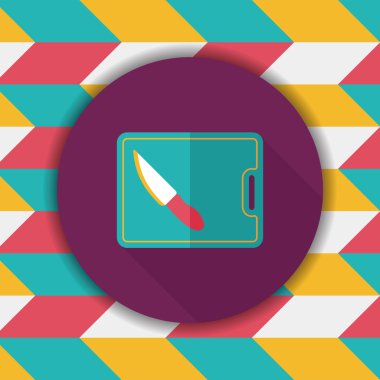 uzun gölge ile yönetim kurulu ve bıçak düz simgesi doğrama mutfak eşyaları,