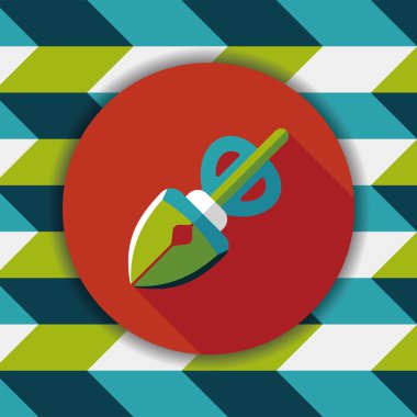 Evde beslenen hayvan köpek poo ekipman düz simgesi uzun gölge, eps10 ile al