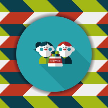Sevgililer alışveriş uzun gölge, eps10 düz simgesiyle