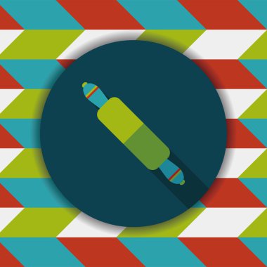 Uzun Gölge, eps10 ile mutfak eşyaları oklava düz simgesi