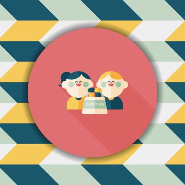 Sevgililer alışveriş uzun gölge, eps10 düz simgesiyle