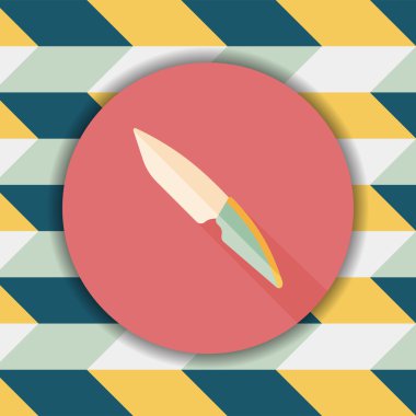 Uzun Gölge, eps10 ile mutfak eşyaları meyve bıçağı düz simgesi