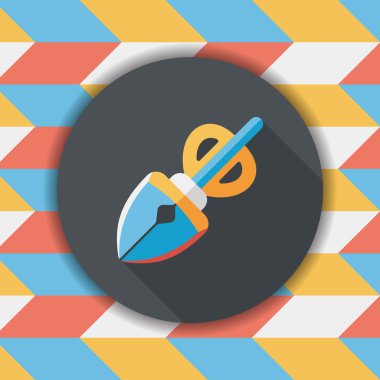 Evde beslenen hayvan köpek poo ekipman düz simgesi uzun gölge, eps10 ile al