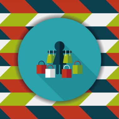 Uzun Gölge, eps10 Satılık Alışverişkoliğin düz simgesiyle