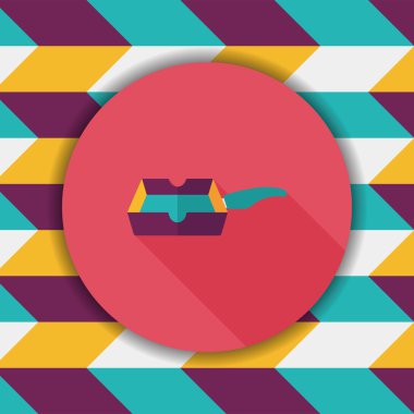 Uzun Gölge, eps ile mutfak eşyaları kızartma tavası ve kürek düz simgesi