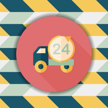 24 saat alışveriş navlun taşıma uzun gölge, düz simgesiyle e