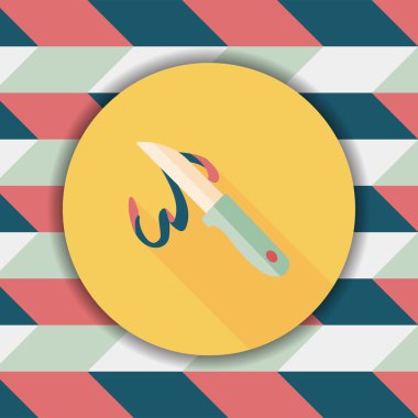 Uzun Gölge, eps10 ile mutfak eşyaları meyve bıçağı düz simgesi