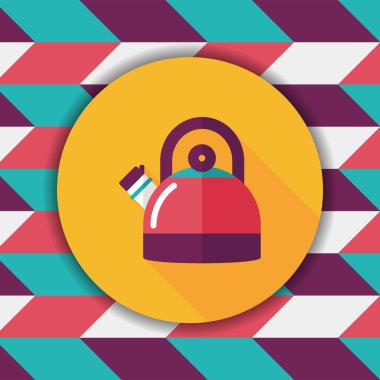 Uzun Gölge, eps10 ile mutfak eşyaları çay potu düz simgesi