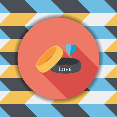 Sevgililer günü çift bilezik düz simgesiyle uzun gölge, eps10