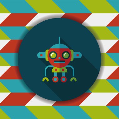 Robot kavramı uzun gölge, eps10 düz simgesiyle